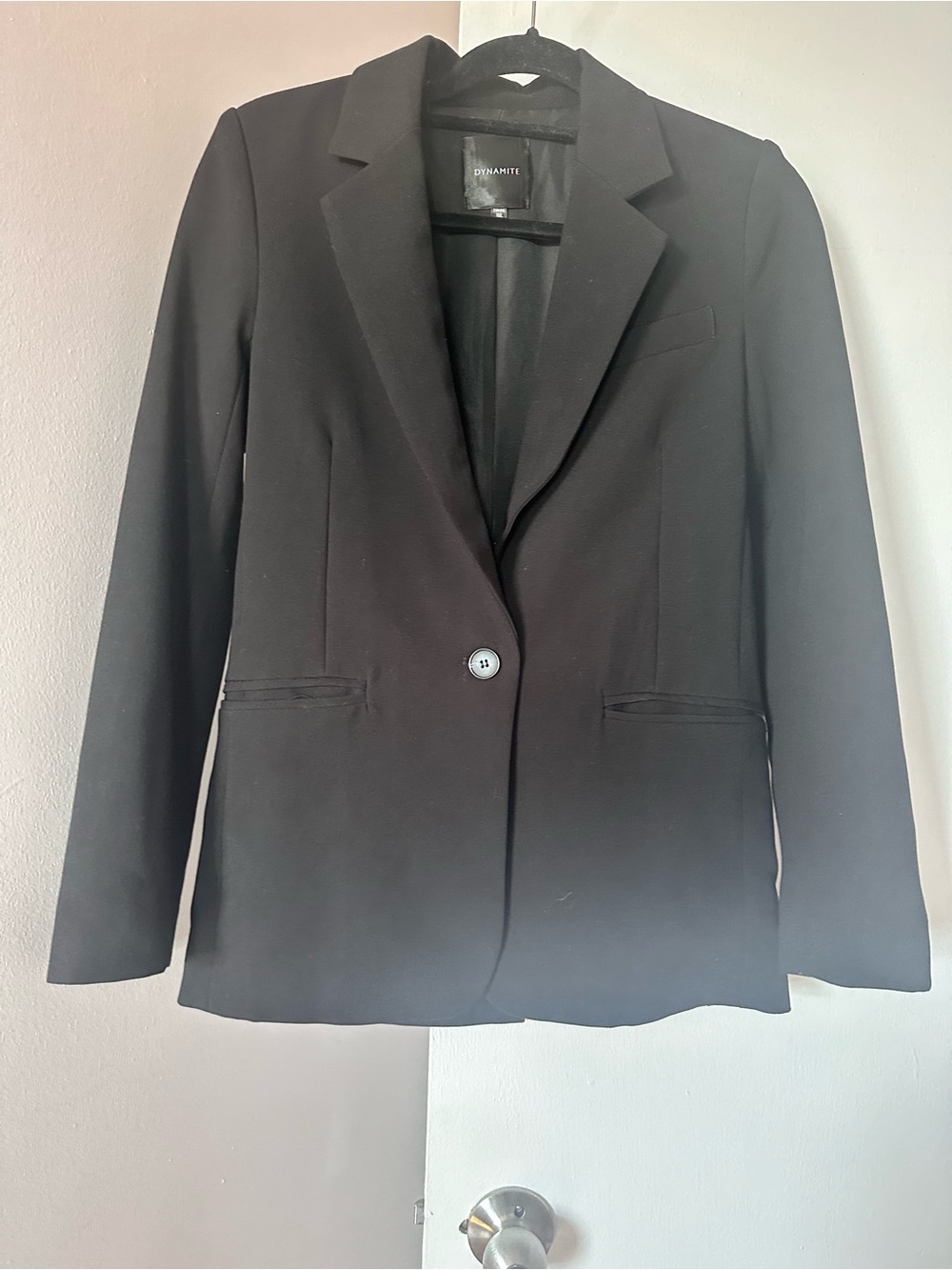 Dynamite Black Single-Button Notch Lapel Blazer